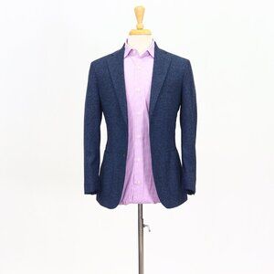 De Santis 36S Blue Blazer Sport Coat Jacket 2-Button Solid Y681